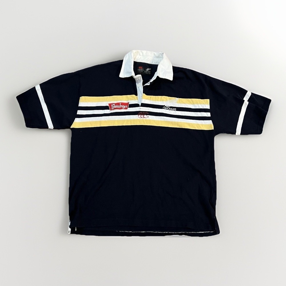 Vintage Canterbury New Zealand All Blacks Rugby Shirt Steindlager XL Cotton